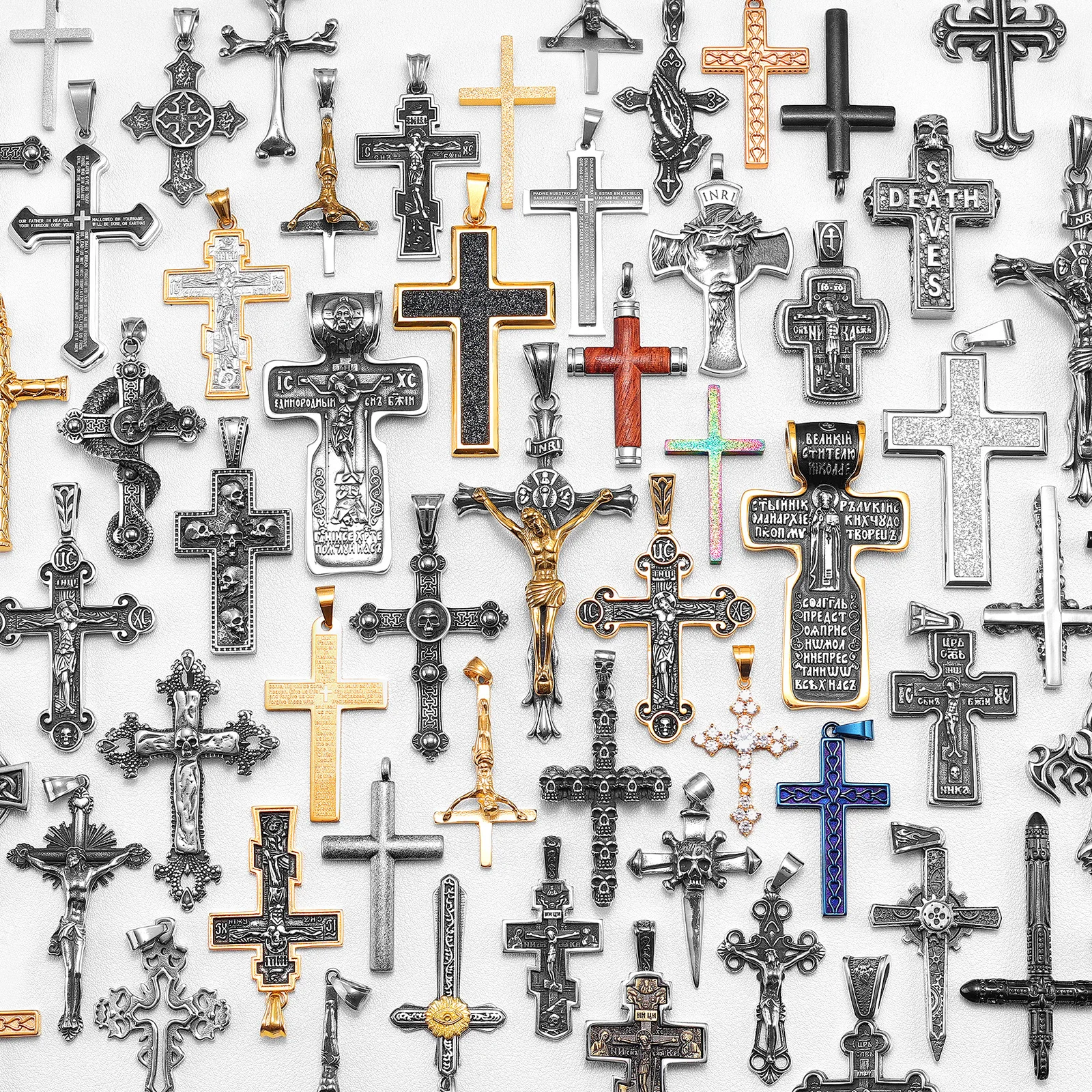 Jesus crânio cruz série de aço inoxidável homens mulher colares pingentes corrente amuleto punk na moda jóias criatividade presente atacado