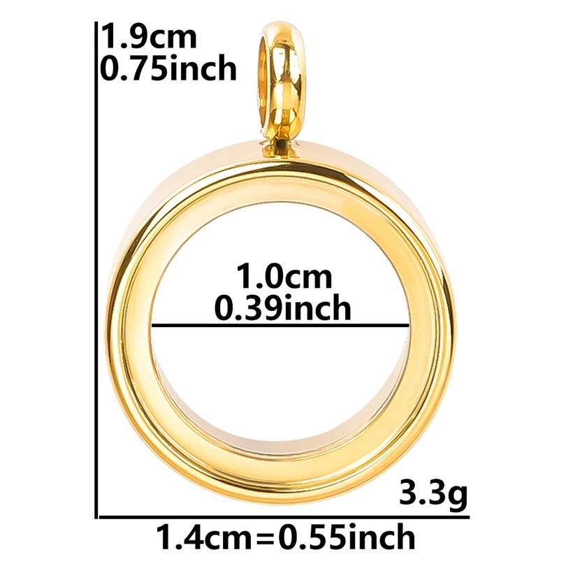 High-Quality Stainless Steel Round Glass Coin Bezel Photo Locket Pendant