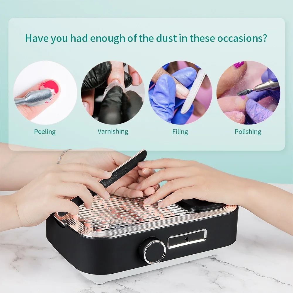 

80W Wireless Nail Vacuum Cleaner Nail Dust Collector Desktop Nail Dust Suction Powerful Fan with Filters Nail Art Manicure Tool