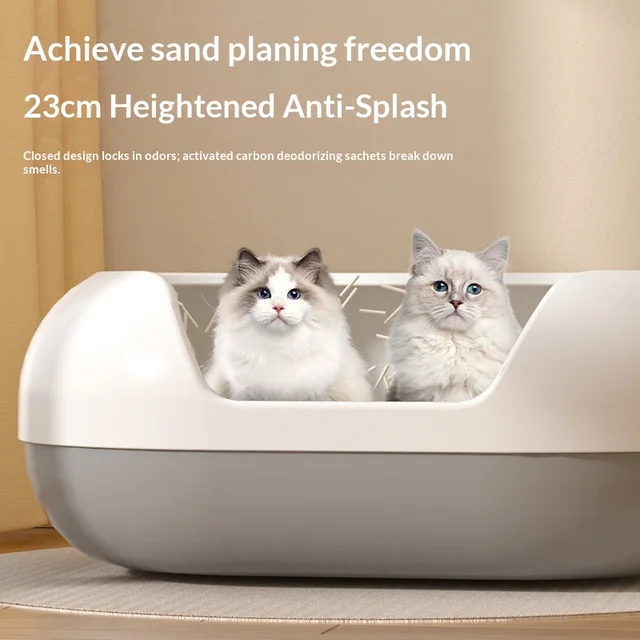 Extra large Big Mac cat litter box anti-splash cat toilet kitten bathtub cat litter box semi-closed capsule upgrade 3