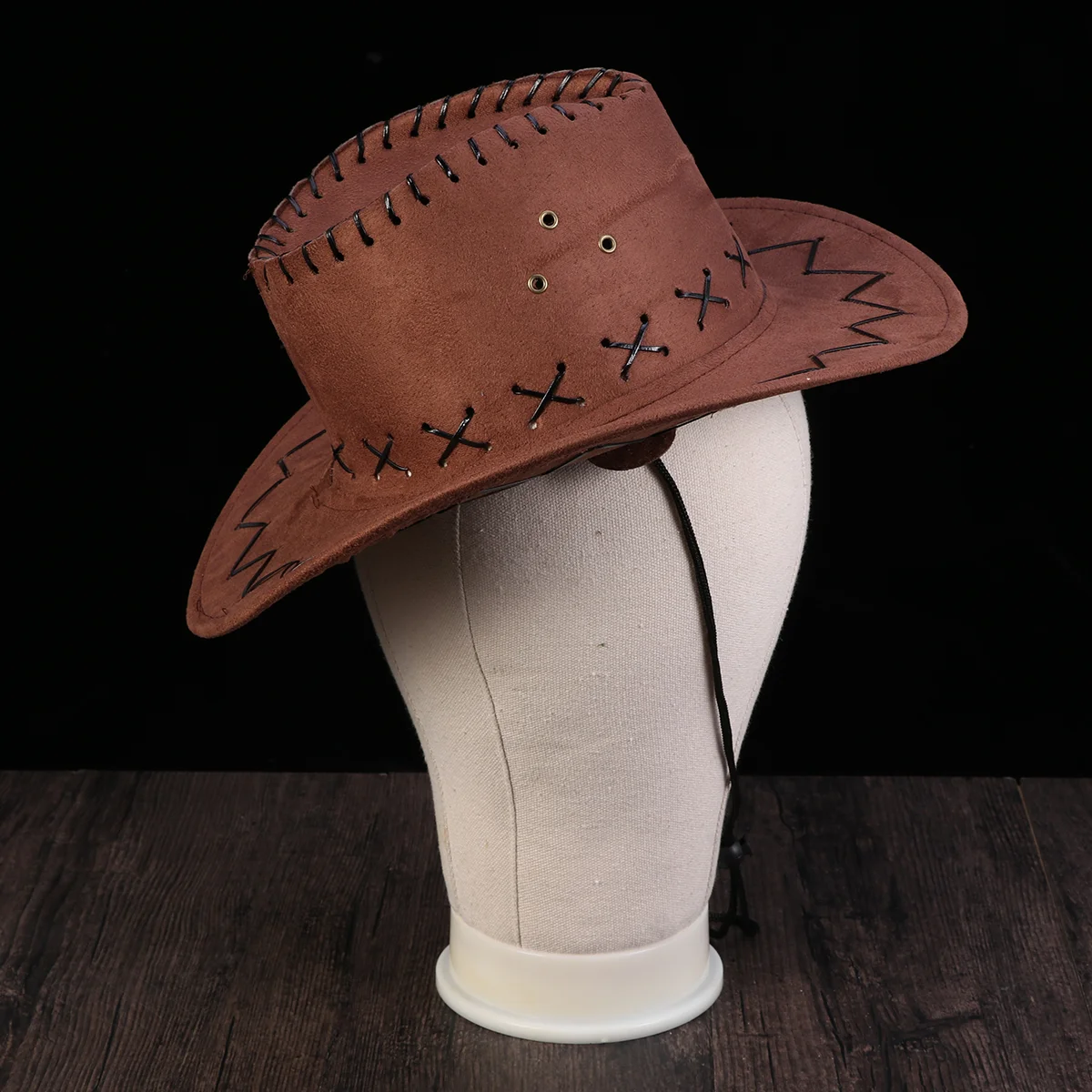 

Casual Western Hat Cowgirls Adult Hat Artificial Suede Wide Brim Leisure Adult Hat (Brown)