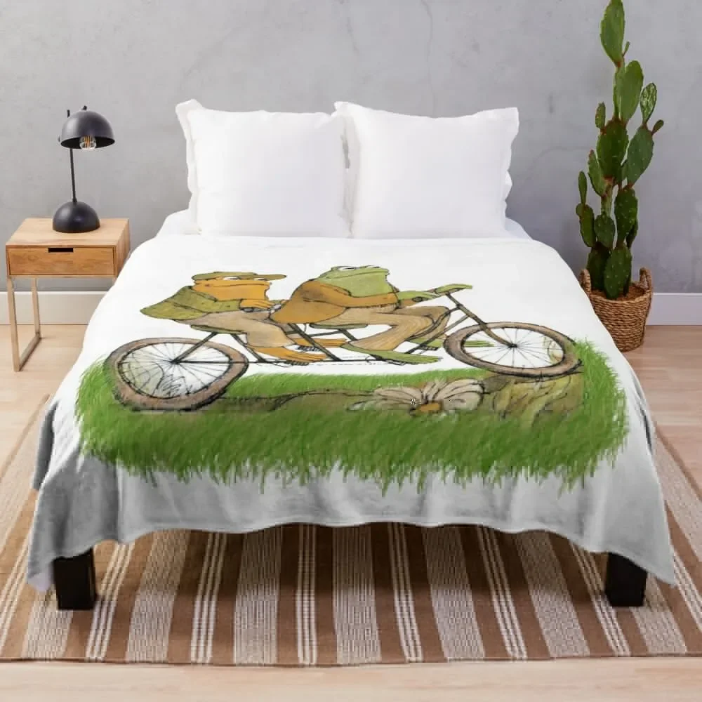 

frog and toad on the bike Throw Blanket Decorative Sofas Large Decorative Throw Blankets