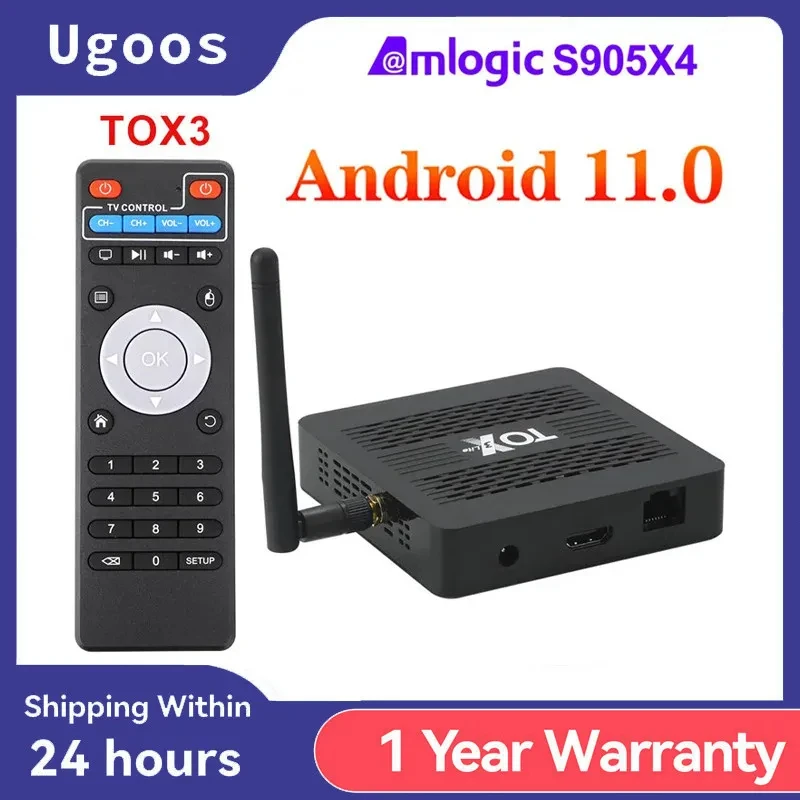 

ТВ-приставка Ugoos TOX3, Android 11, Amlogic S905X4, 2,4 ГГц