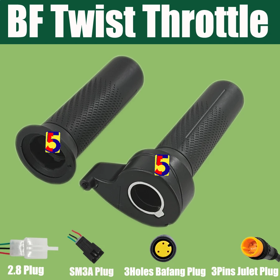 12V-84V Ebike Twist Throttle 22.2mm Handbar Bafang BBS01/BBS02/BBSHD Central Motor Throttle/Julet WP Plug/SM Plug Right Handle