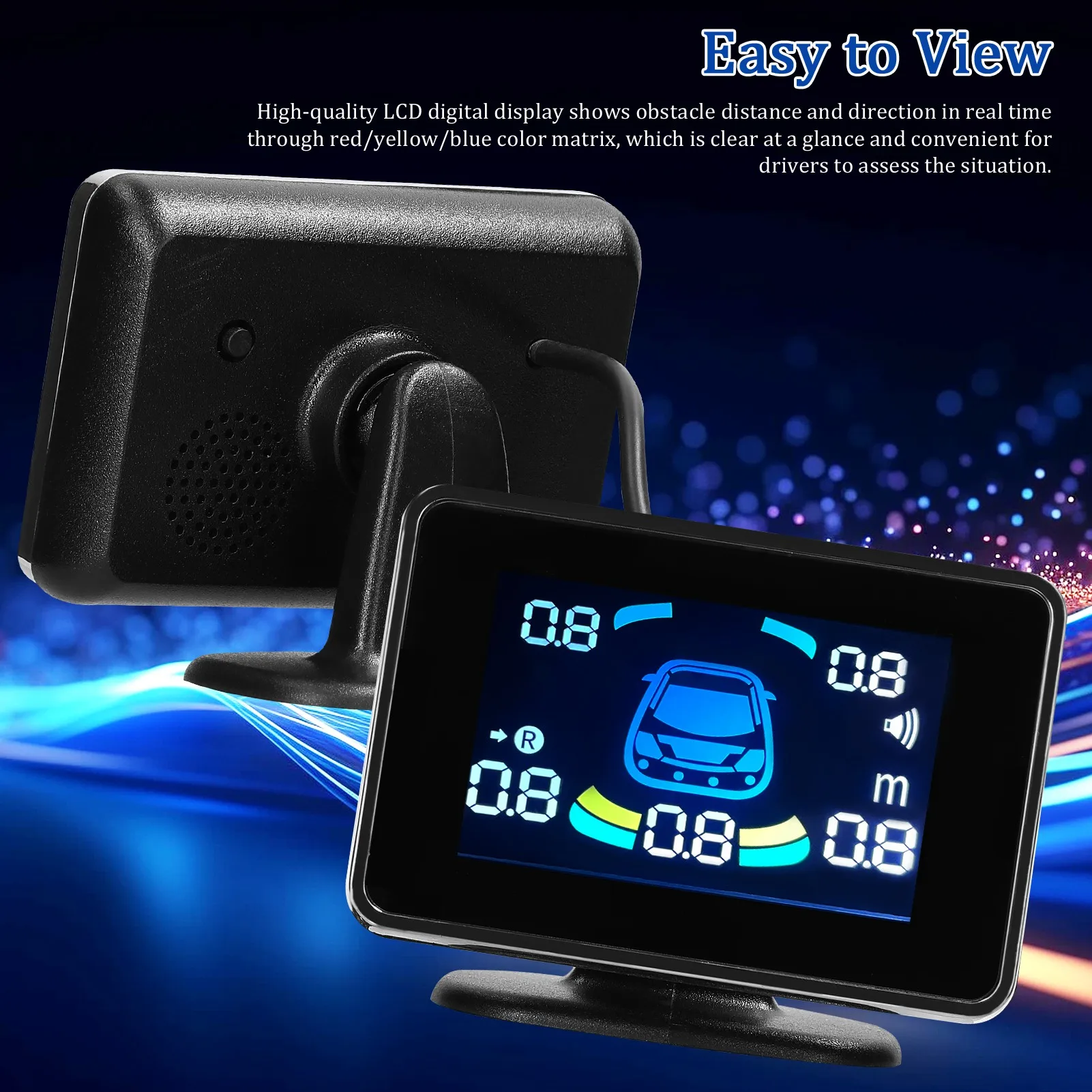Car Parking Sensor Reversing Radars Front & Rear Support Sound Warning/Buzzer/Mute with 8 Parking Sensors Distance Detection