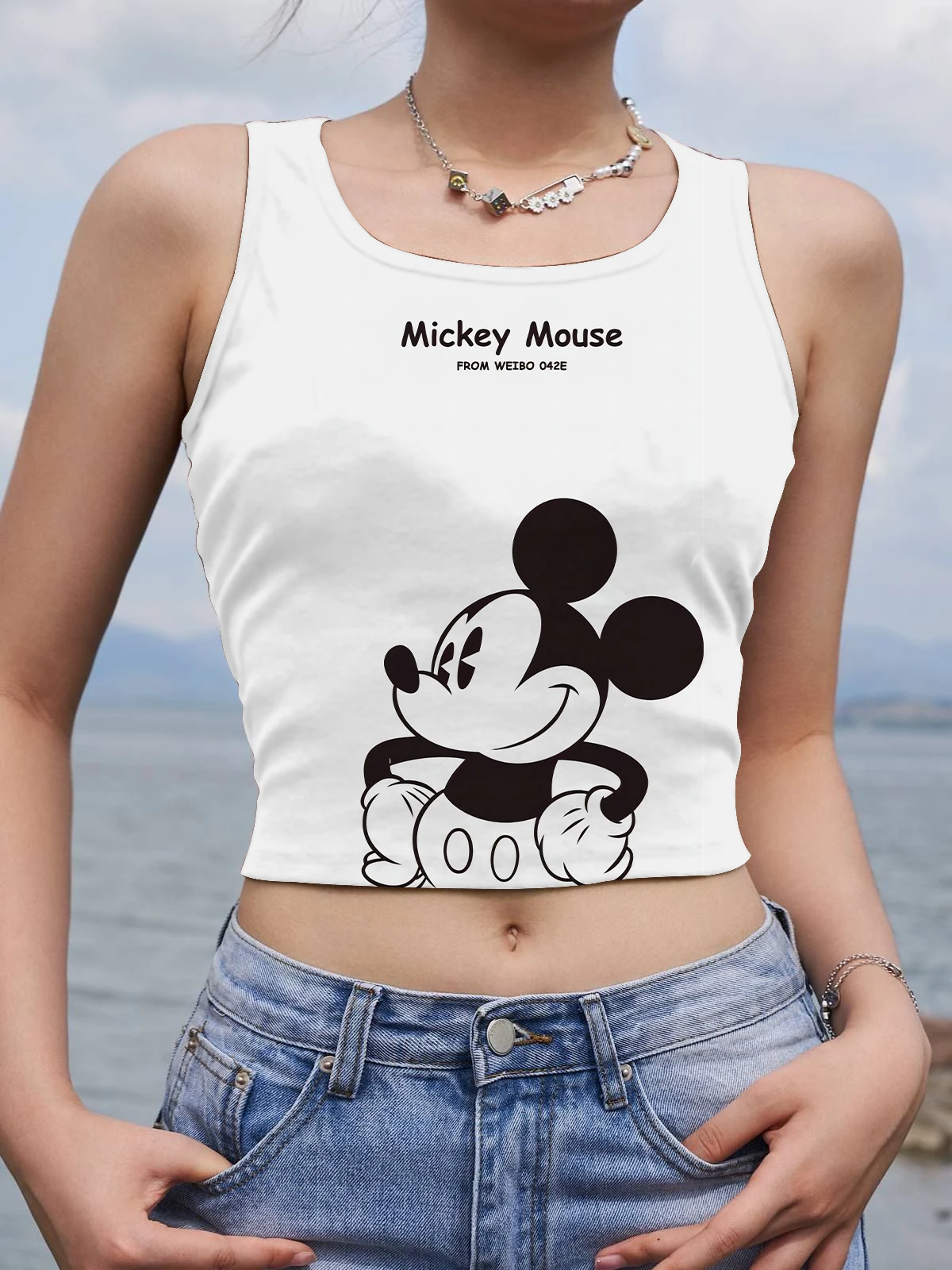 Woman Clothes Minnie Mouse Y2k Sleeveless Crop Top Women Mickey Tank Sexy  Corset Yoga Fitness Tops Disney Women's T-shirt Tees - T-shirts - AliExpress