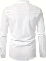 Chemise en lin à manches longues pour hommes, mode décontractée, élégante, confortable, respirante, vêtements pour hommes 4
