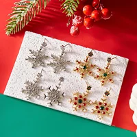 Colorful Crystal Christmas Snowflake Zircon Pearl Earrings Stud For Women Dangle Hook  Xmas Party Fashion Jewelry Gift - Image 6