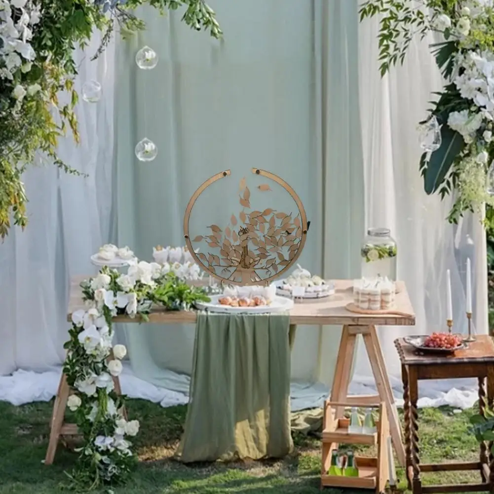 Modern Guest Message Box Long Lasting Message Drop Box Transparent Decorative Wooden Tree And Leaves Signature Guest Book