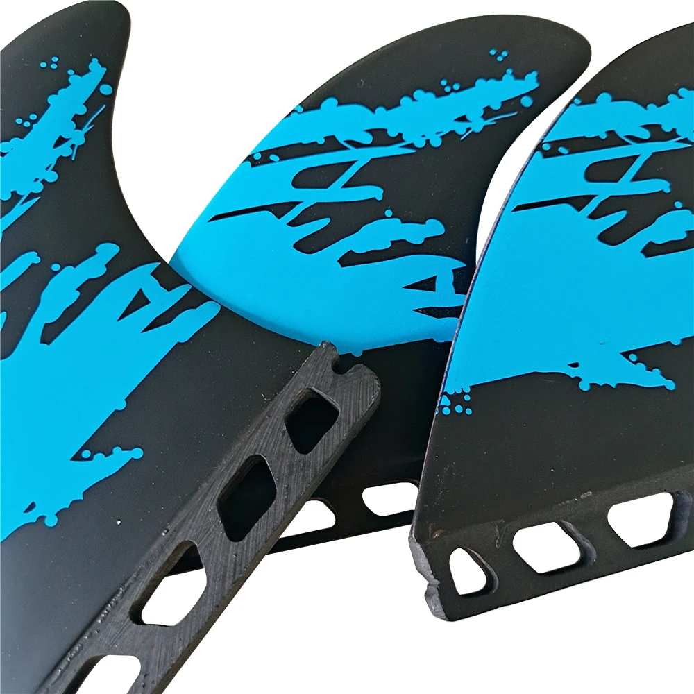 Multi-base surf fins M tri fin set thruster high porformance fiberglass 3 fin blue surfboard fins surfing stabilizer