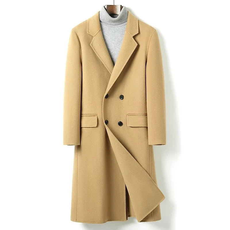 

New double faced woolen coat in autumn and winter of 2023 for men's British style long wool temperament
