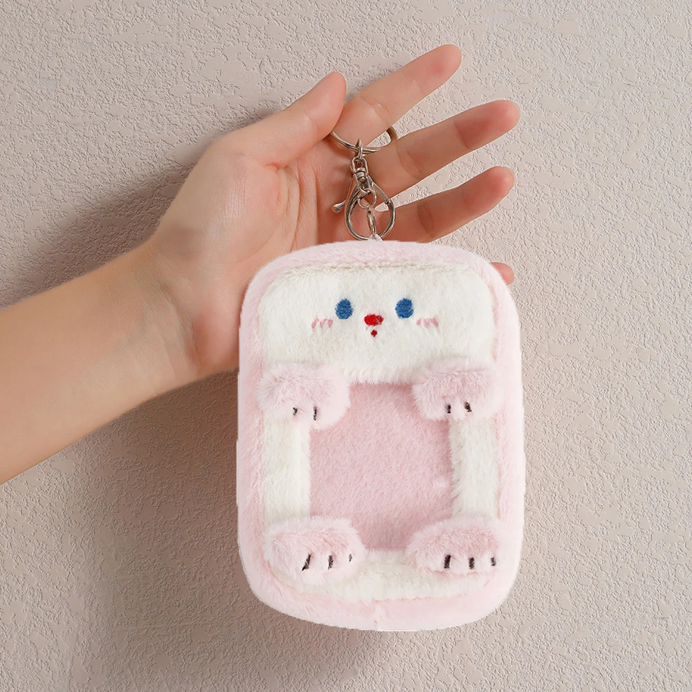 

Plush Card Cover Cute ID Credit Case Animal Shape Fluffy Bus Card Protector Case Star Chasing Pendant Visible Hollow Out 3 Inch
