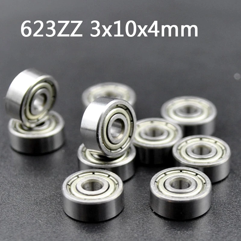 

10pcs Ball Bearings 623ZZ 3x10x4mm Deep Groove Miniature Bearings For Skateboard Scooter 3D Printers Bearings