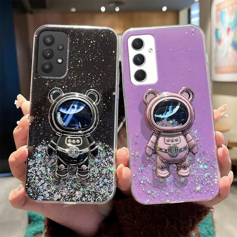 A 54 14 34 Custodia Porta Astronauta Sabbie Mobili Per Samsung Galaxy A54 A34 A14 A24 M52 M23 M13 M53 A04 A13 4G 5G Supporto Cover In Silicone
