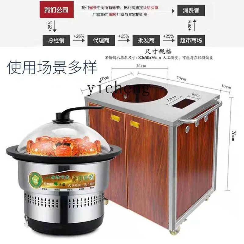 Tqh Steam Pot Steamed and Cooked Household Steam Hot Pot in Restaurant Multi-Function Cart Seafood