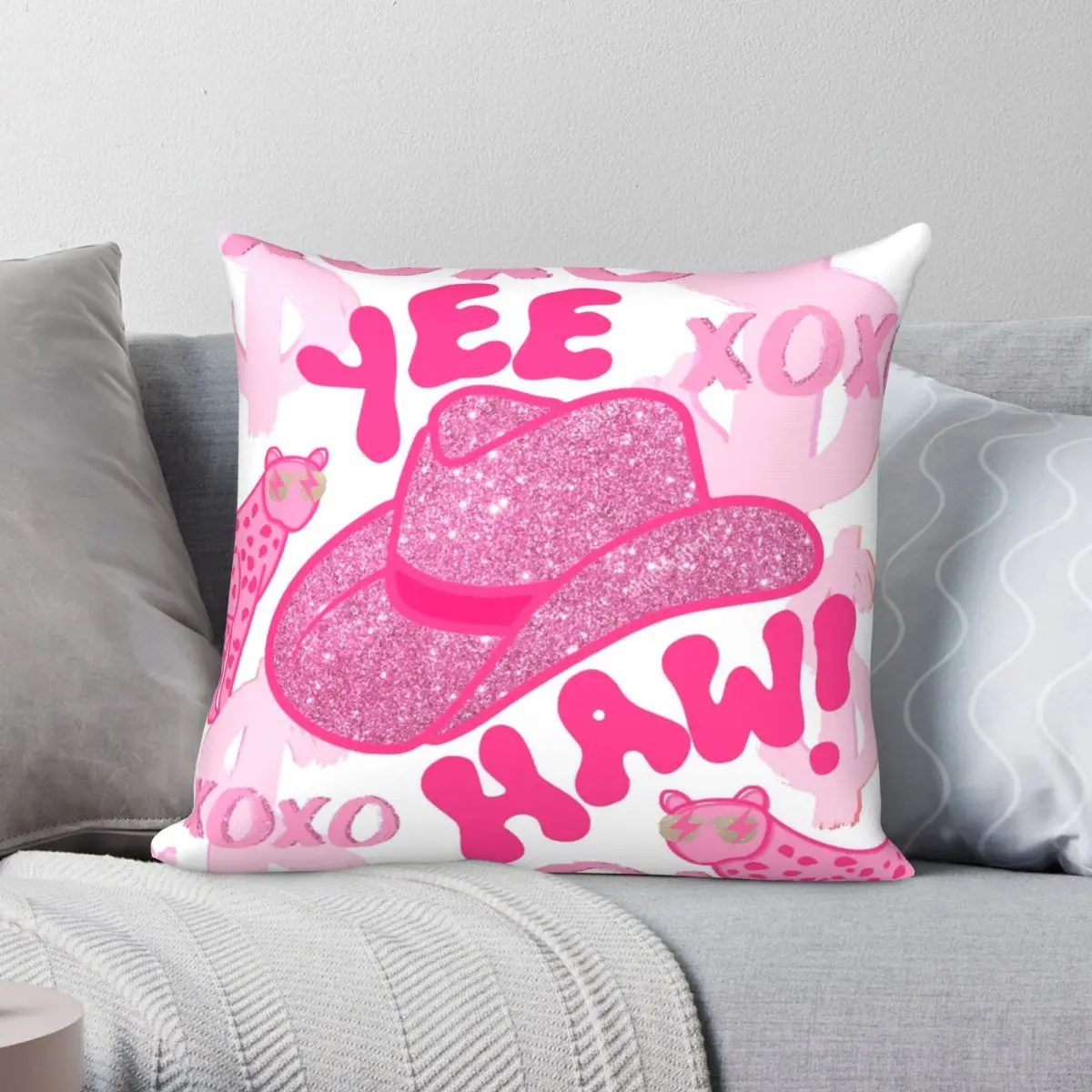 

YEEHAW Square Pillowcase Polyester Linen Velvet Printed Zip Decor Throw Pillow Case Car Cushion Cover 18"