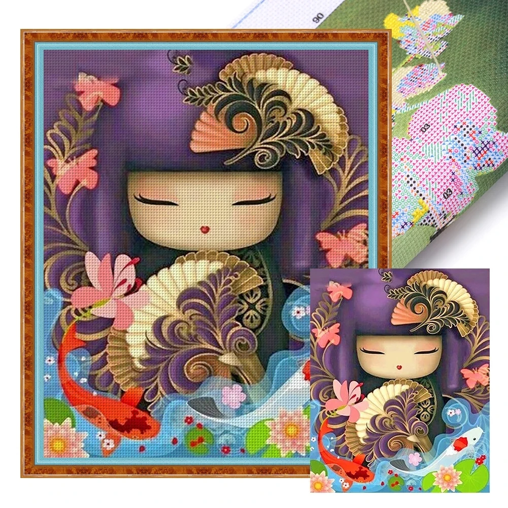 YSCOLOR Diamond Painting 5D Fai Da Te: Kit Completo Con Tela 30x40cm, Ragazza In Kimono Giapponese, Diamanti Rotondi