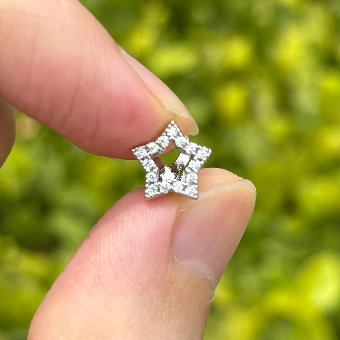 싱글 3D 속이 빈 오각별 치아 장식, 반짝이는 풀 라인스톤 펜타그램 코스프레 치아 장신구 액세서리