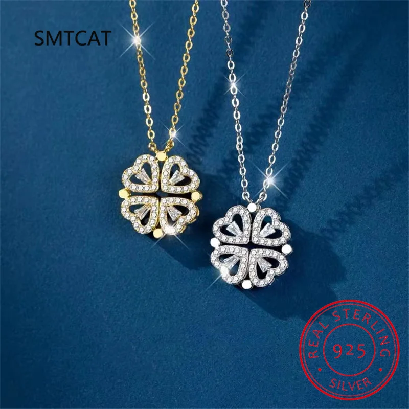 Necklace 925 Sterling Silver Clover Four Leaf Heart Shape Pendant For Women pendant necklace silver necklace silver pendant
