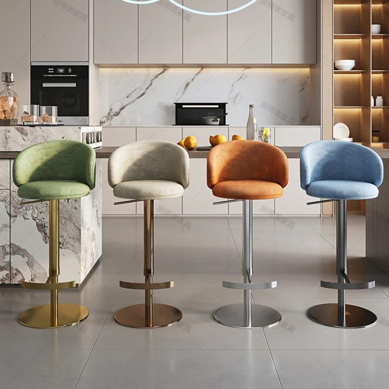 Rattan Furniture Luxury Counter Stools Bar Swivel Stool High Chair Kitchen Pink Armchair Table Chairs Green Mid-century Hocker