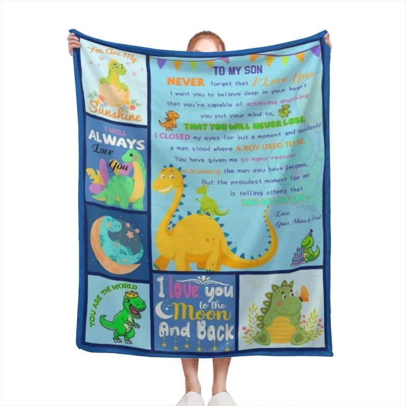 

Gifts for Son, to My Son Dinosaur Soft Cozy Fleece Throw Blankets, Birthday Christmas Anniversary Son Gifts from Mom Dad