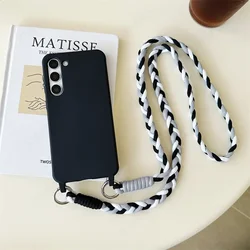 Versatile Crossbody Lanyard Phone Case with Soft Silicone TPU Back Cover for Galaxy S20 FE (Black)