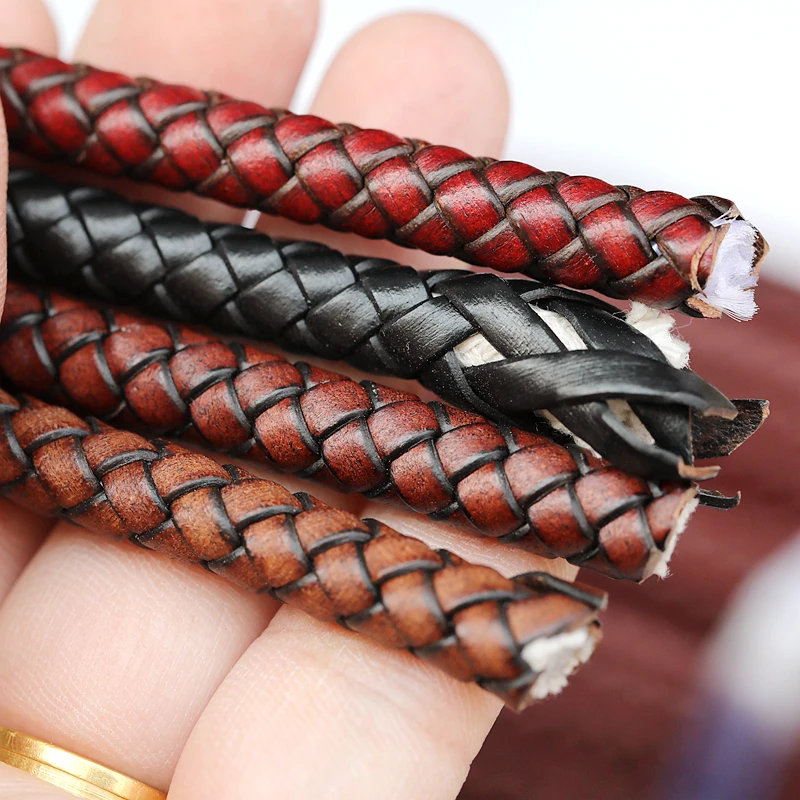 앤티크 8mm 두께의 직조 소가죽 끈 DIY 수제 팔찌 목걸이 가방 끈