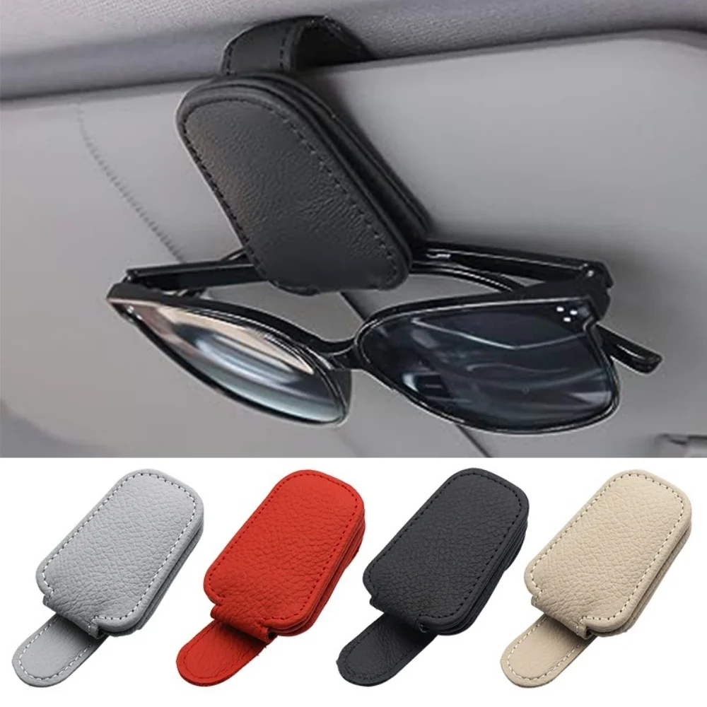 Leather Magnetic Sunglasses Holder and Card Organizer