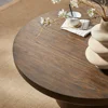Round Wood Coffee Table for Living Room Modern Circle Coffee Table Pedestal Center Table for Apartment, Easy Assembly Brown 4
