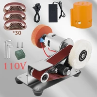 Mini Belt Grinding Machine Tool Electric Belt Grinder 7 Adjustable Speed Electric Polishing Sharpener Machine, 30mm Sanding Belt 1