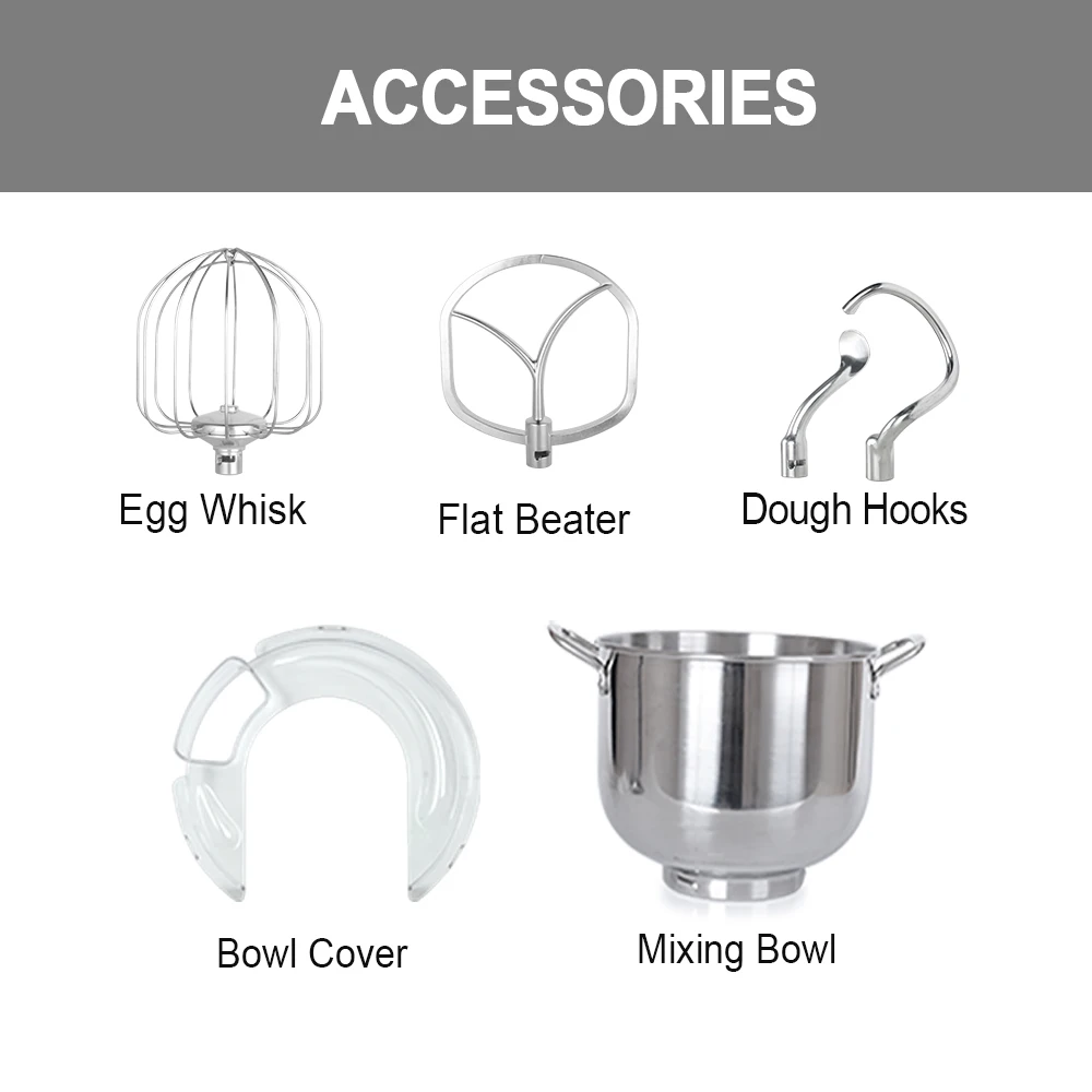 Kitchen 11 Liters Big Capacity Food Mixer 2000w Electric Food Stand Dough Mixer With Stainless Steel Bowl 6