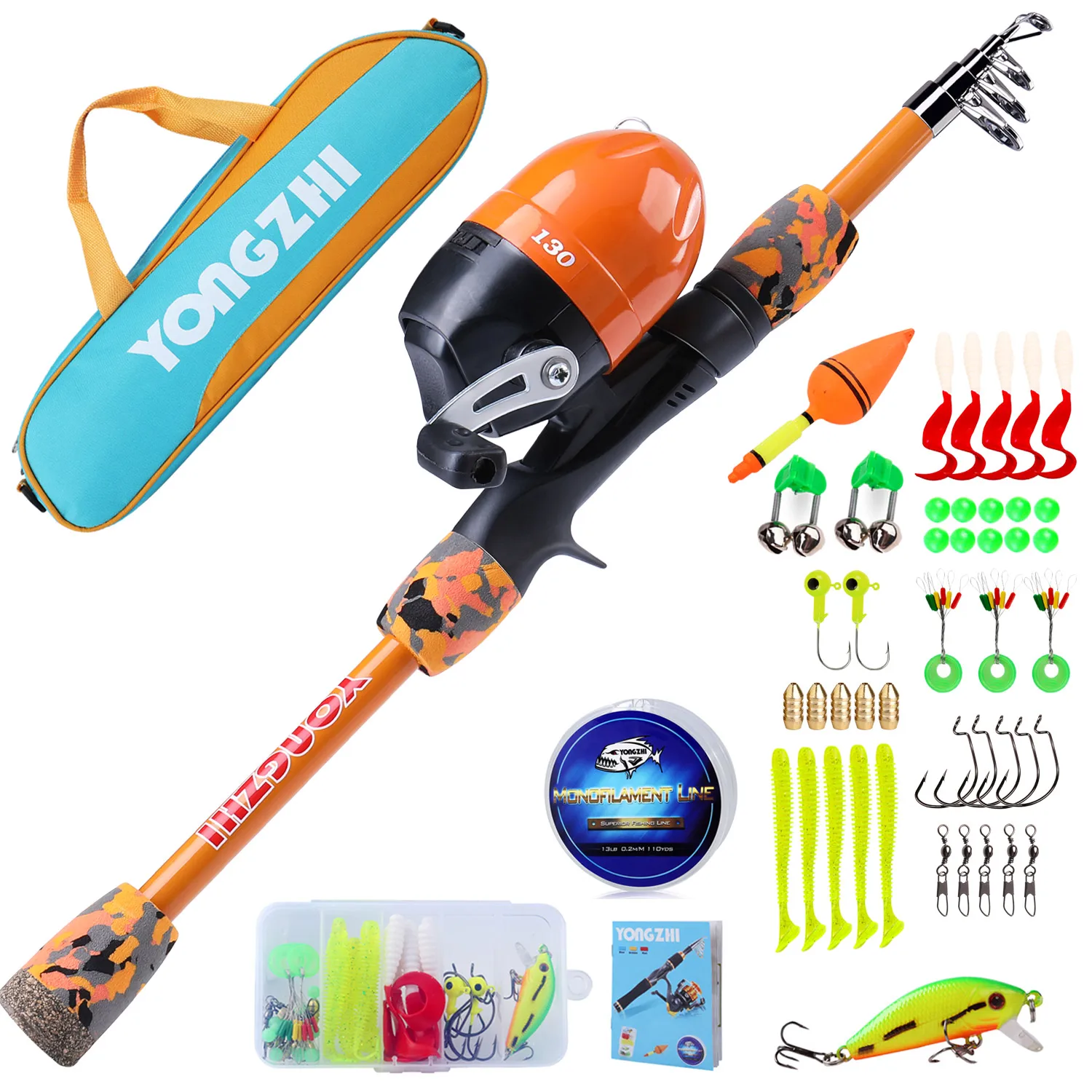 Telescopic Kids Fishing Combo Rod And Reel Portable Fishing Gear Set With  Fishing Line Carry Bag For Beginner Kids Fishing Pole - AliExpress