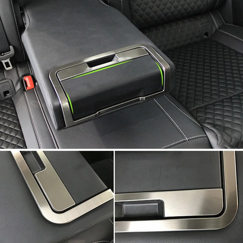 Auto Rear Seat Center Armrest Decorative Sequins Water Glass Panel Frame  Tirm Strip For Skoda Superb 3 2016-2022 Car Accessories