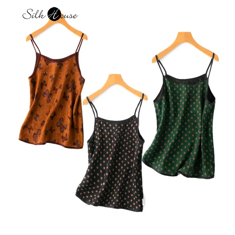 

2023 Women's Fashion Spring/Summer New Double Sided Silk Fragrant Cloud Yarn Floral Retro Silk Sling
