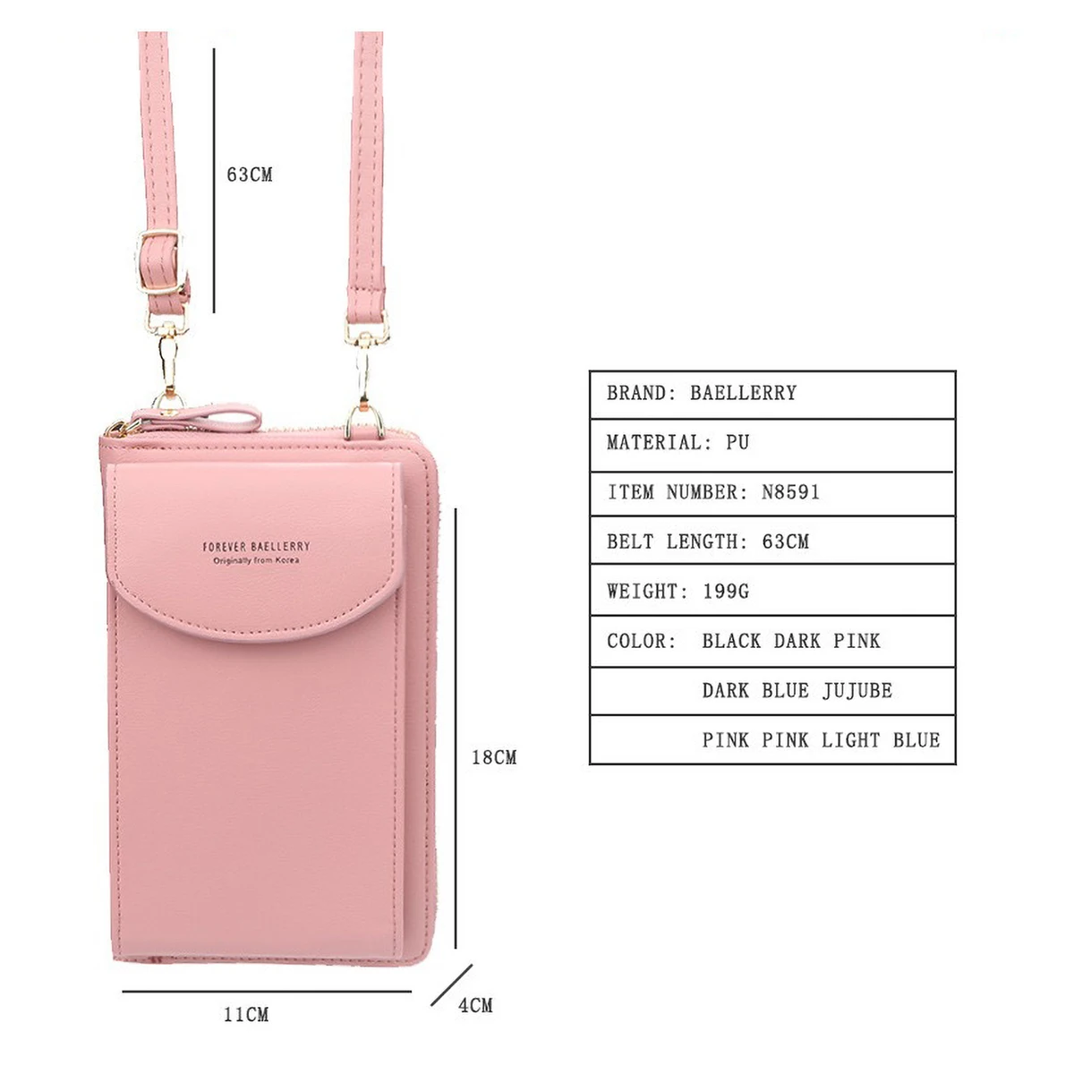 aBaellerry Women's Long Diagonal Crossbody Bag, Multifunctional Wallet Phone Purse, PU RFID Blocking Hands-Free Shoulder Bag