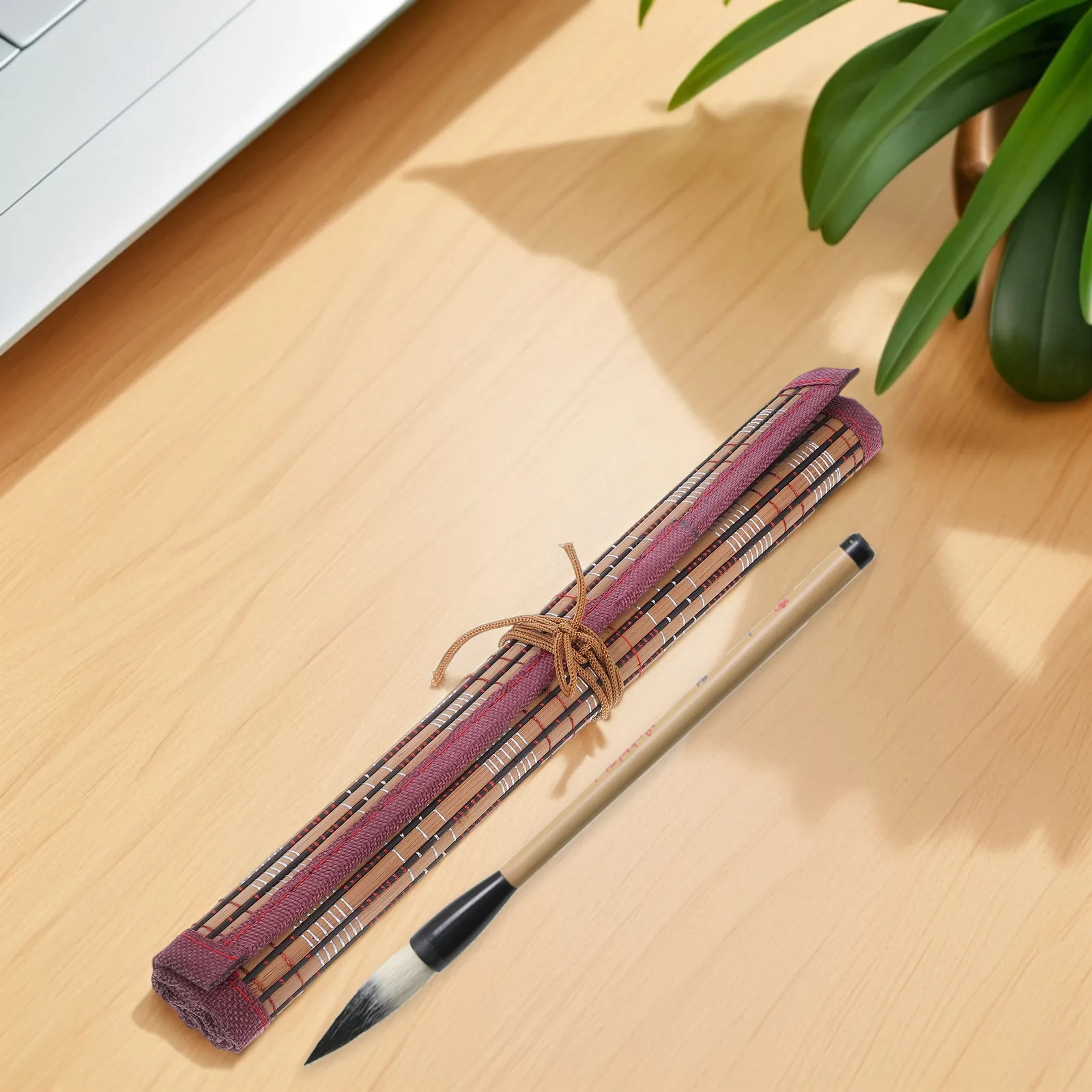 대나무 페인트 붓 롤업 케이스 서예 용품 수채화 홀더 펜 아트 가방 드로잉용 아티스트 가방