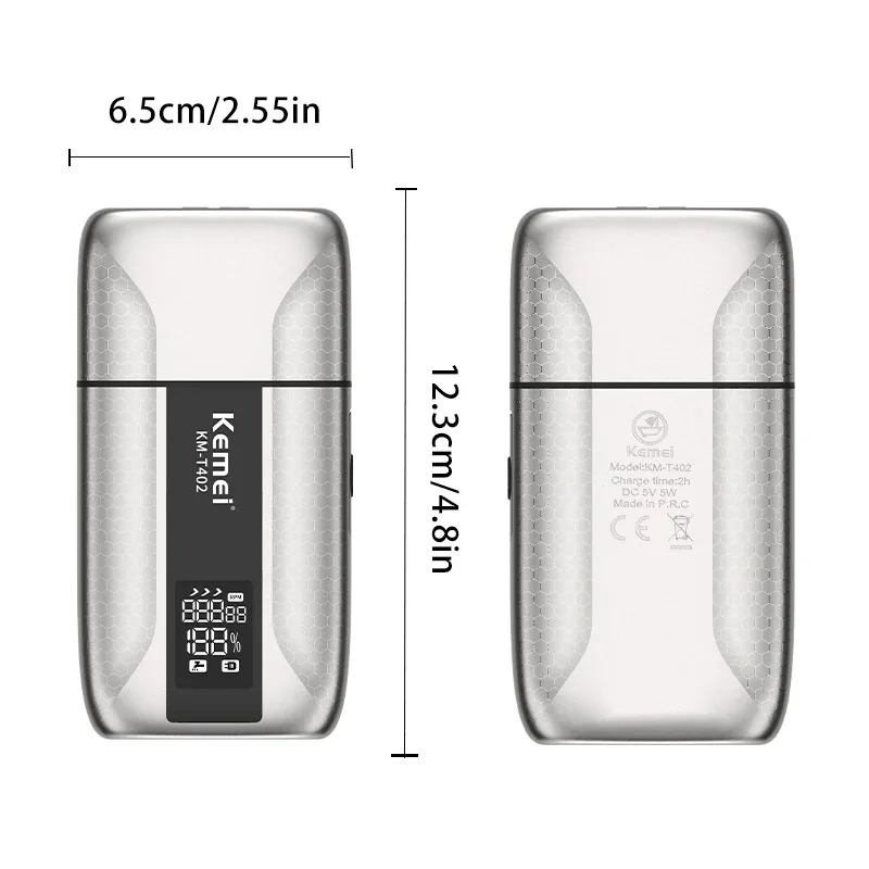 케메이 T402 전문가용 바버 포일 쉐이버 남성용 전기 방수 왕복식 면도기 대머..