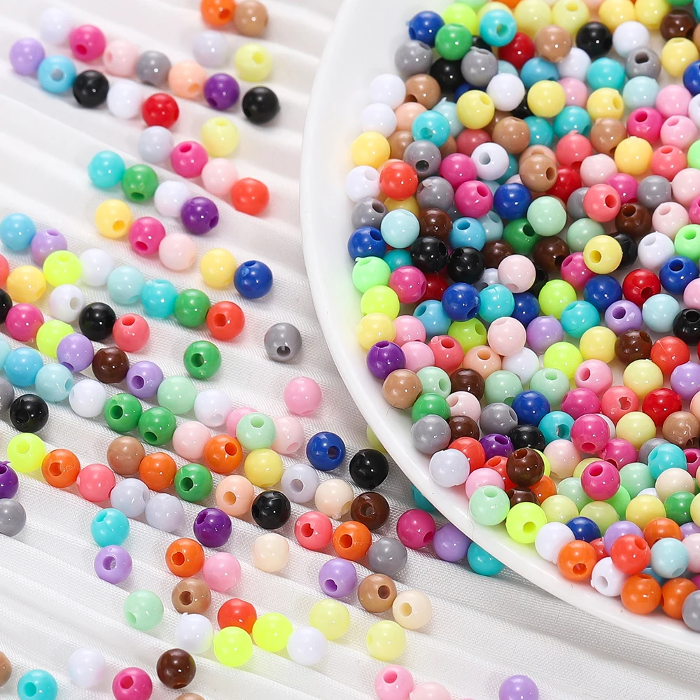 10 gr/los 4mm Bunte Acryl Runde Form Charme Lose Perlen für Diy Handgemachte Halskette Ohrring Schmuck Machen Zubehör – Detail 6