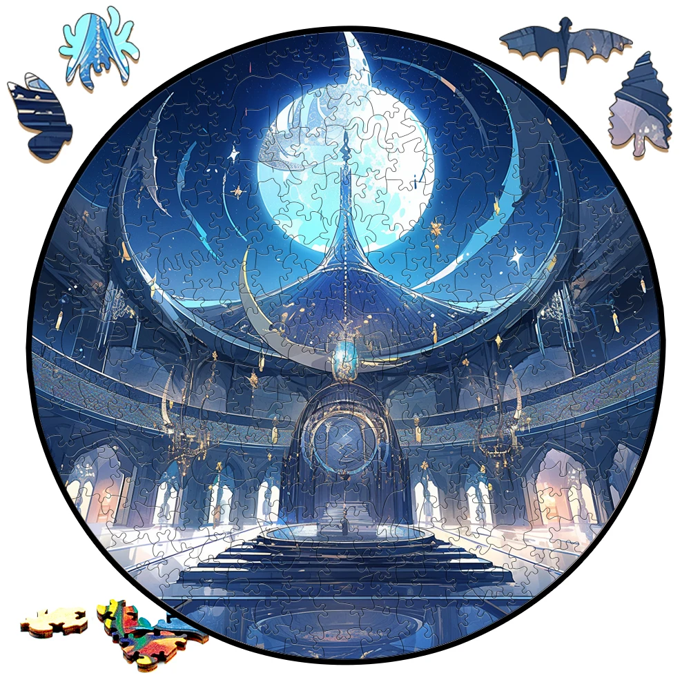 Adults Scenery Wooden Puzzles Temple Forest Grand Eid al-fitr Wood Jigsaw Puzzle Educational Game For Adults Decompression Toys