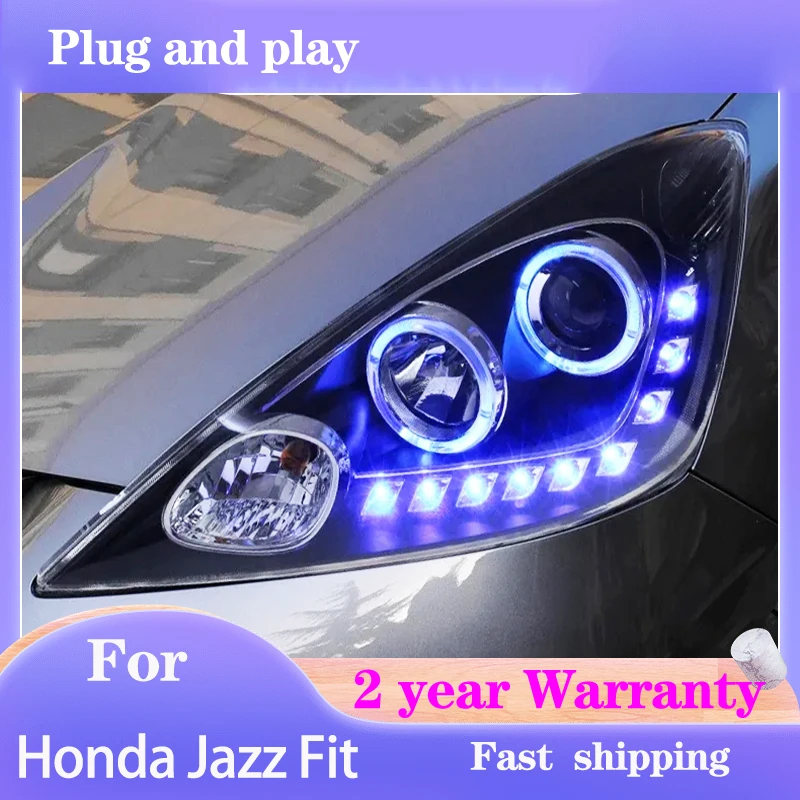 

Car Styling for Honda Jazz Fit Head Light 2008-2010 Jazz Headlights DRL Turn Signal High Beam Angel Eye Projector Lens