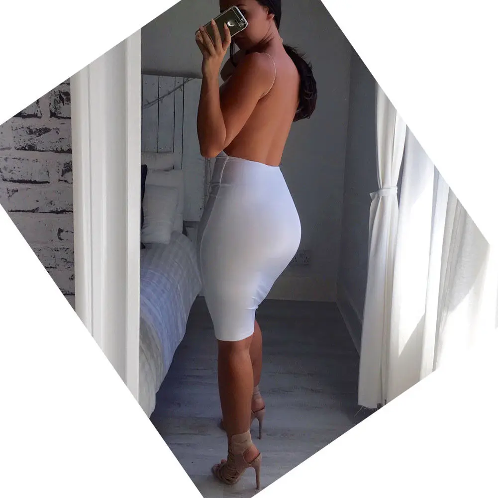 

Платье Meihuida женское с открытой спиной, пикантное однотонное Белое Облегающее однотонное до колена, без рукавов, с открытой спиной, однотонный цвет