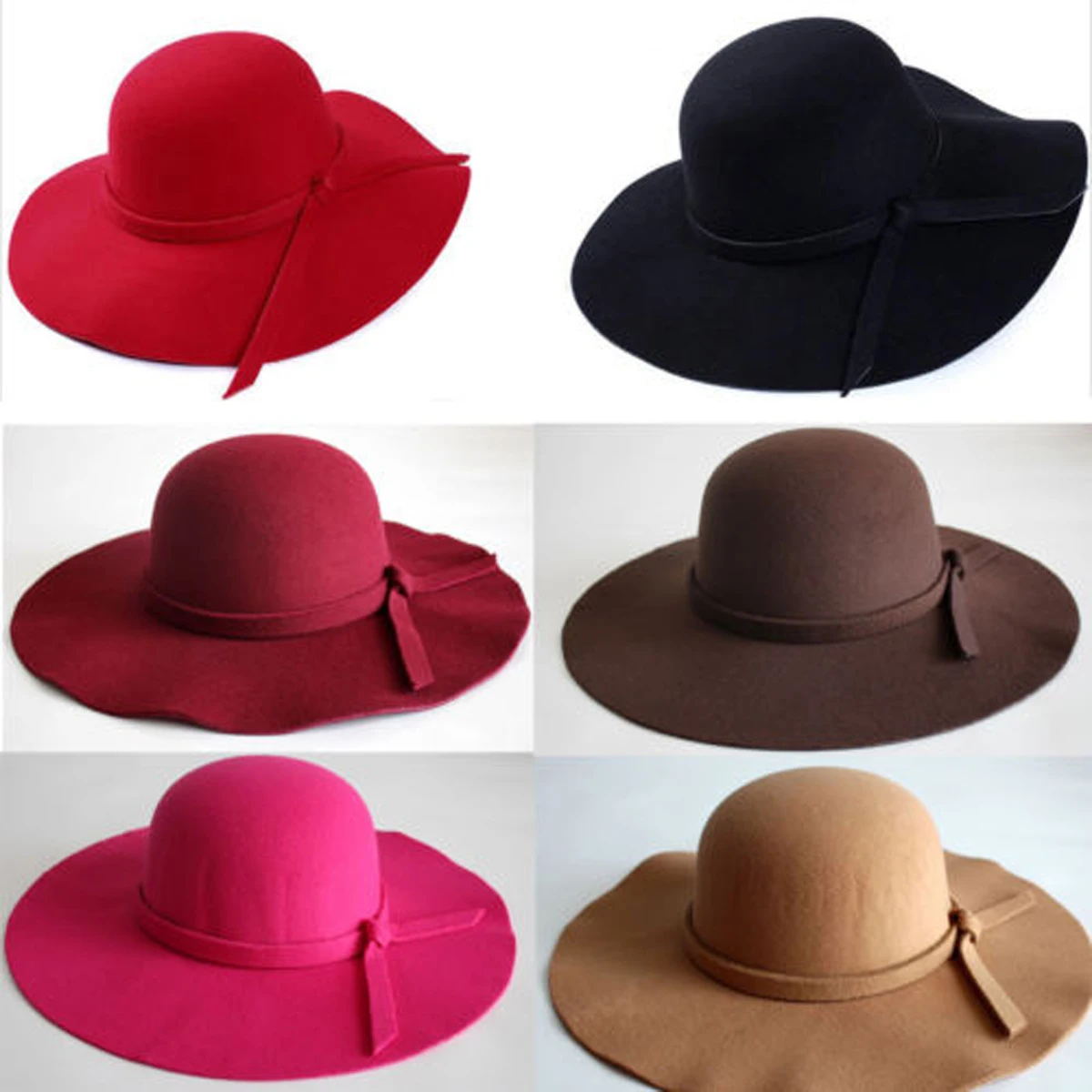 Combhasaki Women's Y2K Vintage Wide Brimmed Dome Hat, Foldable Retro Floppy Fedora Hat, Casual Felt Bowler Sun Cap