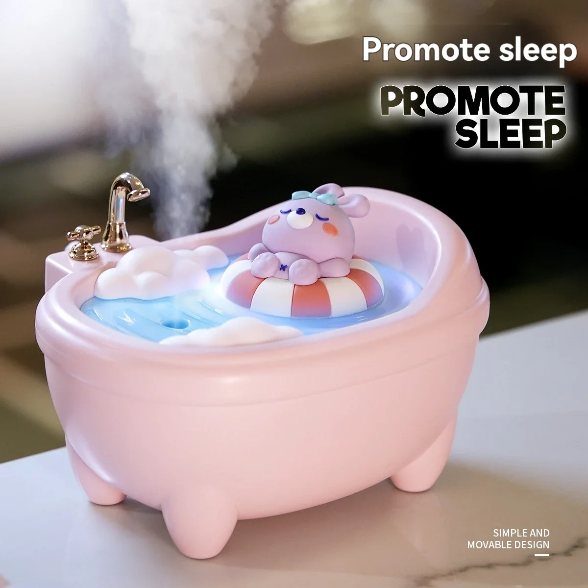 Cute bathtub humidifier seven-color ambient light atomized portable humidifier car hydrator desktop spray humidifier Diffusers 4