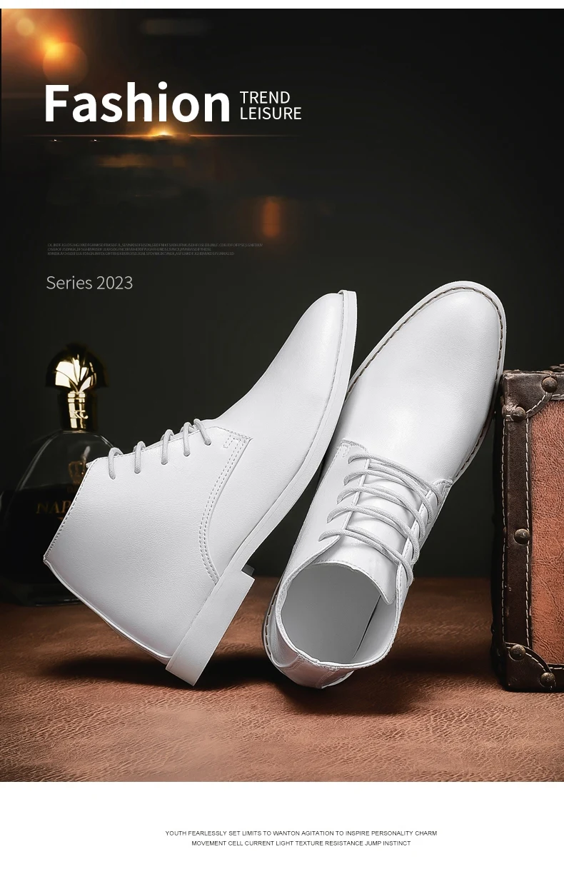 2023 New High-top Men's Casual Leather Shoes Classic White Business Men's Derby Shoes Fashion Pointed toe Dress Shoes Men Oxford