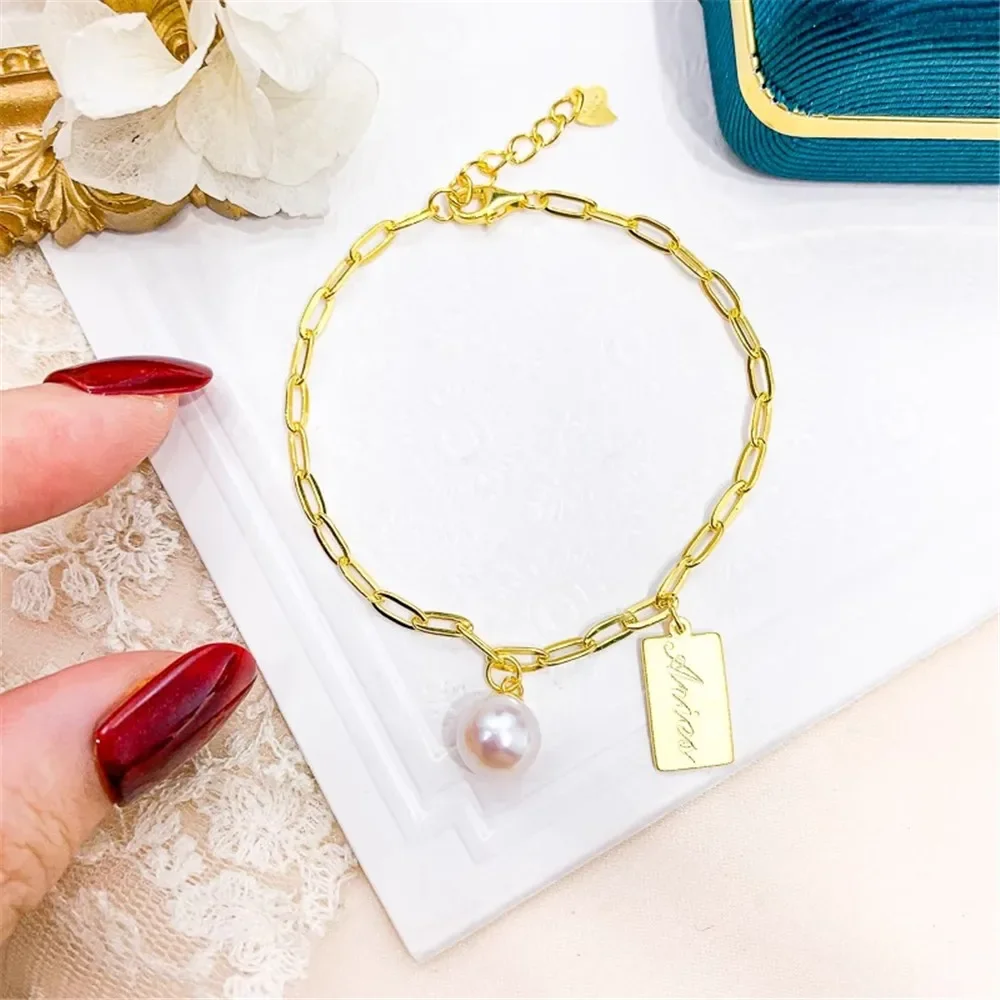 

Жемчужные аксессуары «сделай сам», браслет из стерлингового серебра 925 пробы, пустой модный нефритовый браслет, подходит для овальных бусин 6-9 мм, S117