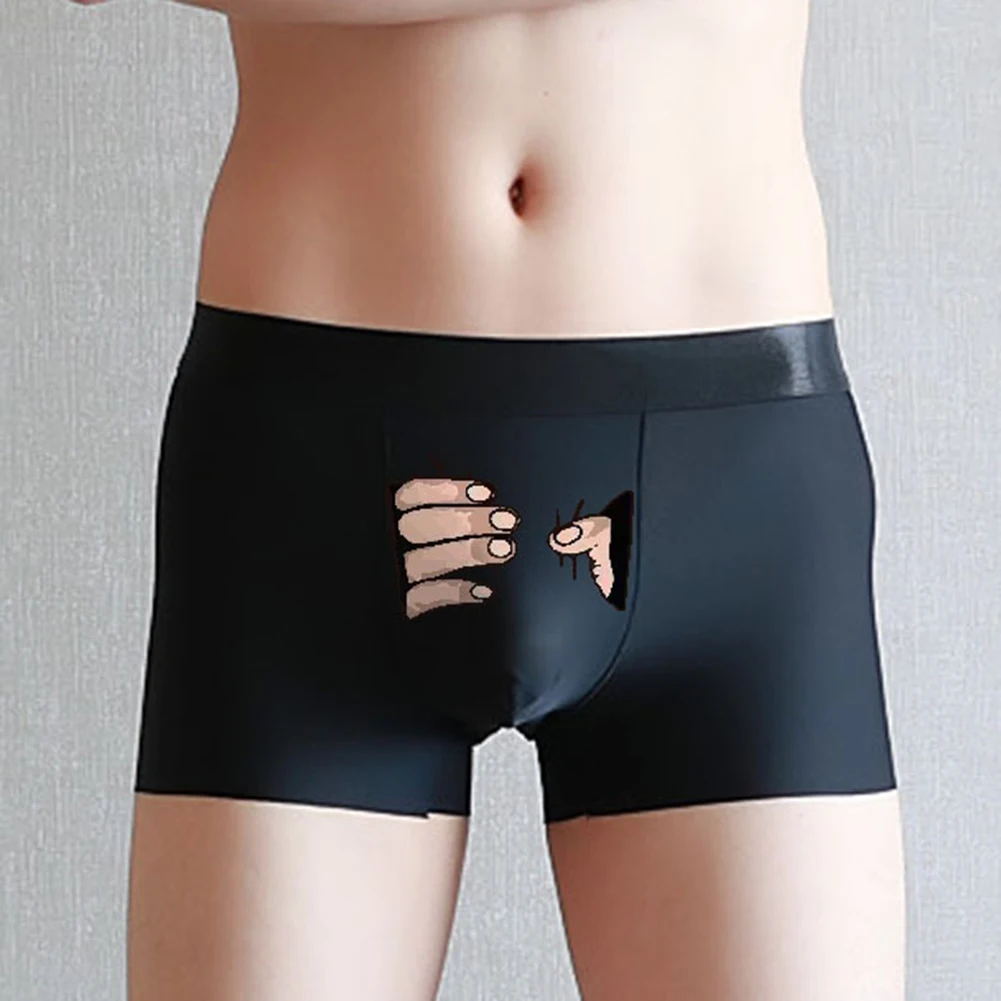 Men's Black Ice Silk Breathable Cartoon Boxer Briefs