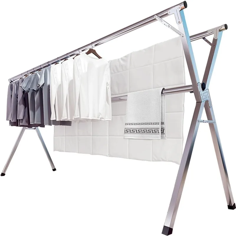 Inches Clothes Drying Rack Stainless Steel Garment Rack Adjustable and Foldable Space Saving Laundry Drying Rack