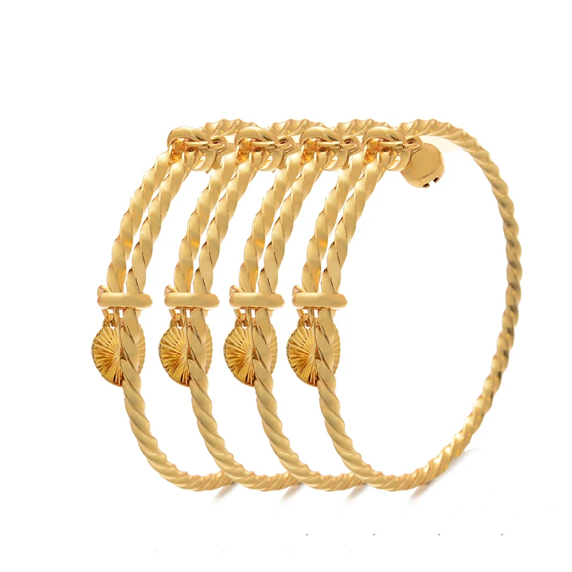 Gold Color Baby Bangles &bracelets Birthday Jewelry Best Gift for Girls Kids Child 6
