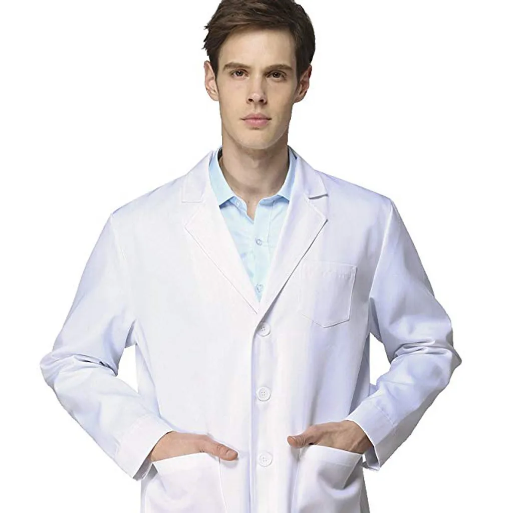 White Solid Men's Trench Coat Casual Medium Length Long Sleeve Pocket Overcoat Cardigan Jacket Work Men Loose Outwear Blouse