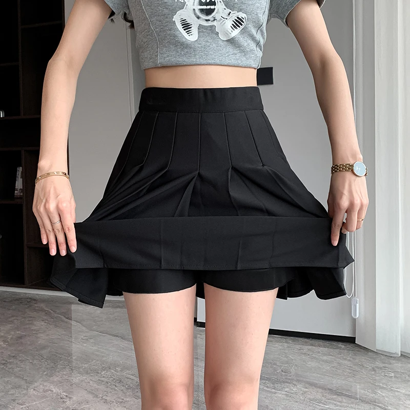 Rimocy Korean Elastic High Waist Pleated Skirt Woman Black Gray Short A-Line Skirts for Women 2023 Summer Jk Uniform Mini Skirt - Image 3